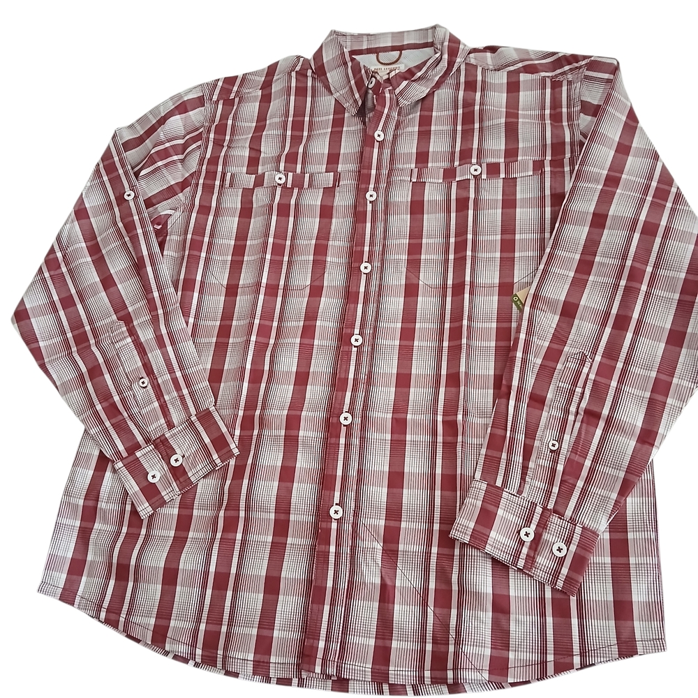 Reel Legends Men's Burgundy Plaid Button Down Shirt New Size L/XL New $25